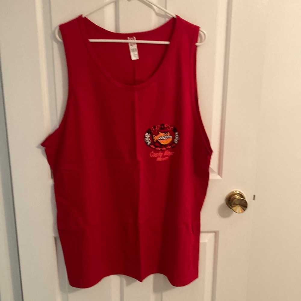 Bad Fish Red Tank Top with Graphic Logo-NWOT